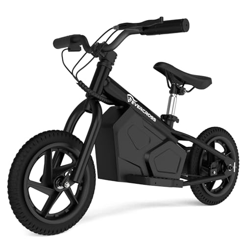 EVERCROSS EV06M Elektrofahrrad für Kinder 24V 100W Elektro Balance Bike mit 12 Zoll Aufblasbarem Reifen und einstellbarem Sitz,Elektro Motorrad für Kinder im Alter von 3-5 Jahren von EVERCROSS