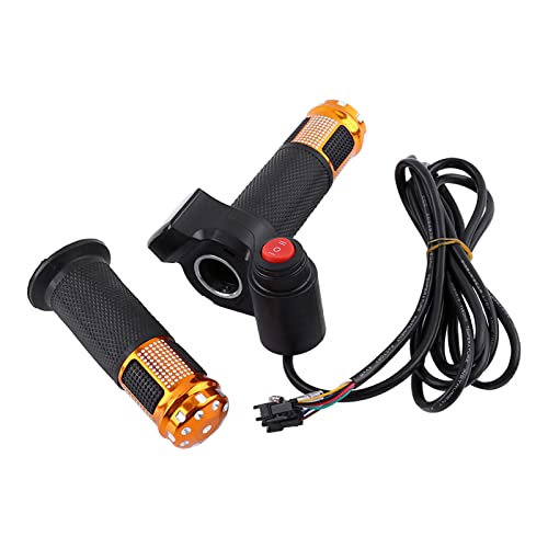 EVGATSAUTO 3-Gang-Gasgriff, E-Bike-Gasdrehgriff, 4 Farben Drehgasgriffe 3-Gang-Griff mit LED-Bildschirmgriff für Elektrofahrräder (Gold) von EVGATSAUTO