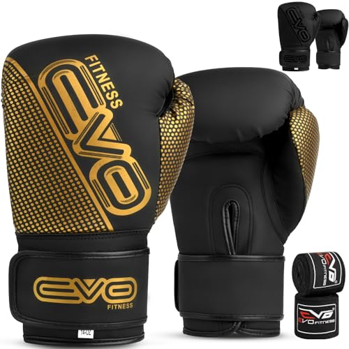 EVO Boxhandschuhe (Schwarz/Golden Matt, 400 g) von EVO Fitness