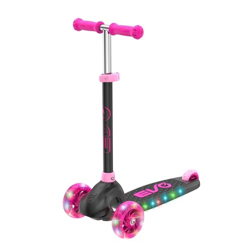 EVO Eclipse Tretroller mit 3 Rädern | Kinder-Scooter mit verstellbarer Griffhöhe | verstellbare Griffhöhe für Jungen und Mädchen | Tretroller für Kinder ab 3 Jahren (Pink) von EVO