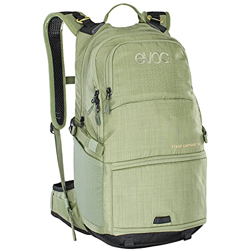 EVOC STAGE CAPTURE 16 Backpack, Wanderrucksack mit Fototasche (aufklappbares Kamerafach, Luftzirkulation am Rücken, optimale Kameratasche, Maße: 50 x 27 x 14 cm, Volumen: 16 l), Heather Light Olive von EVOC