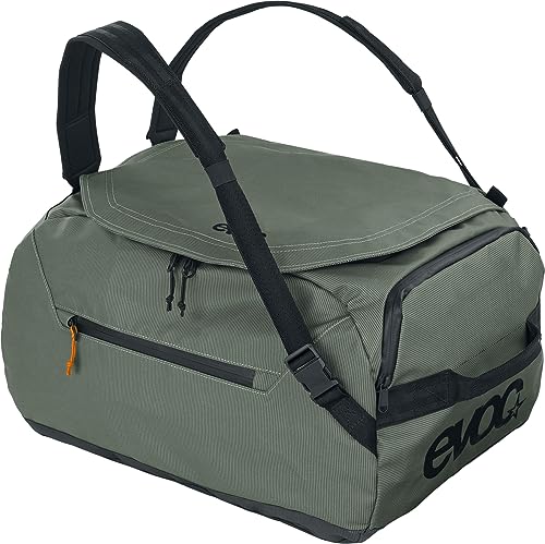 EVOC DUFFLE BAG 40, Sporttasche (wasserfestes und 100% PVC-freies Tarpualin, gepolsterte Schultergurte, Volumen: 40l, Gewicht: 865 g, Maße: 48 x 32 x 28 cm), Dark Olive - Black von EVOC