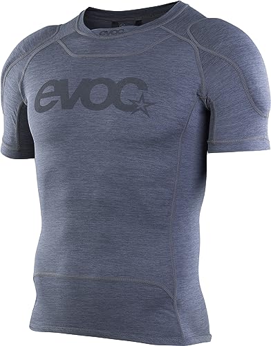 EVOC ENDURO Shirt, Protektorenhemd (LITESHIELD FLEX Schulterprotektoren, S.LEISURE Stretch-Material, 3D-Belüftung, maschinenwaschbares Fahrradzubehör, Größe: S), Carbongrau von EVOC