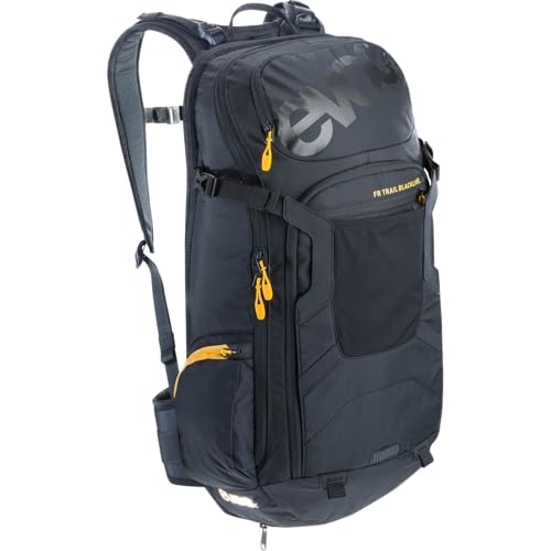 EVOC FR TRAIL BLACKLINE 20l Protektor Rucksack, Backpack für Bike-Touren & Trails (LITESHIELD Rückenprotektor TÜV/GS zertifizierter Fahrradrucksack, LITESHIELD SYSTEM AIR, Größe M/L), Schwarz von EVOC