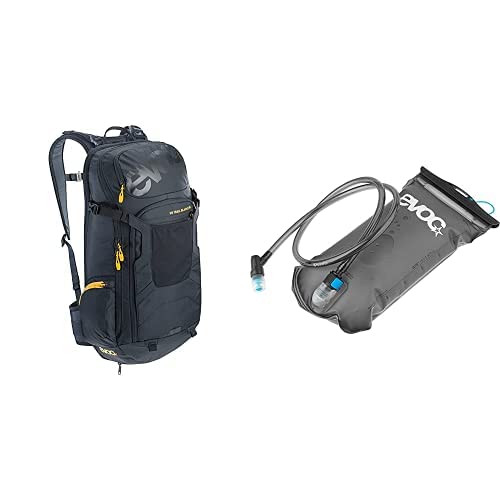 EVOC FR TRAIL BLACKLINE 20l Protektor Backpack für Bike-Touren & Trails HYDRATION BLADDER 1,5 Trinkblase für den Rucksack (Größe: M/L, Rückenprotektor, Lüftungssystem), Schwarz/Carbon Grau von EVOC