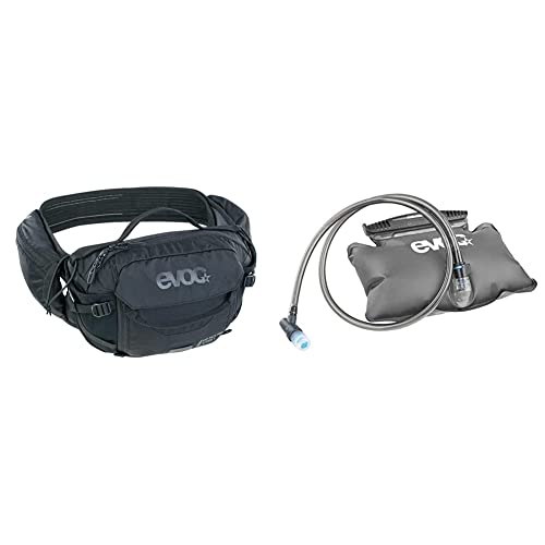 EVOC HIP Pack PRO E-Ride 3 Hüfttasche Bauchtasche für E-Bike-Touren & Trails (3L Fassungsvermögen) & HIP Pack Hydration Bladder 1,5l Trinkblase für die Gürteltasche, Carbon Grau von EVOC