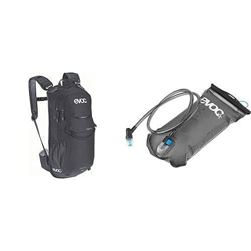 EVOC STAGE 12 Tagesrucksack Outdoor-Backpack HYDRATION BLADDER 1,5 Trinkblase für den Rucksack(12 L, Belüftungssystem, verstellbare Schultergurte, Trinkblasenfach), Schwarz/Weiß/Carbon Grau von EVOC
