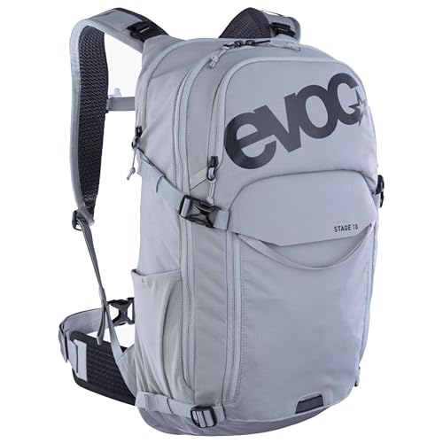 EVOC STAGE 18, Backpack (verstellbare Schultergurte durch BRACE LINK, AIR FLOW CONTACT SYSTEM, inkl. Trinkblasenfach, Werkzeugfach und Komprimierungsgurte, One Size), Stone von EVOC