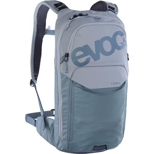 EVOC STAGE 6 Backpack, Fahrradrucksack (Brace link Schultergurte, Air flow contact system, PFC-frei, leicht und kompakt, trekkingrucksack, ideal für Mountainbiker, One Size), Stone - Steel von EVOC