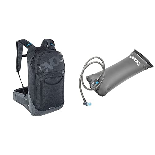 EVOC Unisex - Erwachsene Trail PRO Backpack HYDRATION BLADDER 3L Trinkblase für den Rucksack (10L, Größe: S/M, Rückenprotektor, individuelle Schultergurte), Schwarz/Carbon Grau/Carbon Grau von EVOC