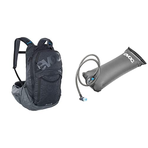 EVOC Unisex - Erwachsene Trail PRO Backpack HYDRATION BLADDER 3L Trinkblase für den Rucksack (16L, Größe: L/XL, Rückenprotektor, individuelle Schultergurte), Schwarz/Carbon Grau/Carbon Grau von EVOC