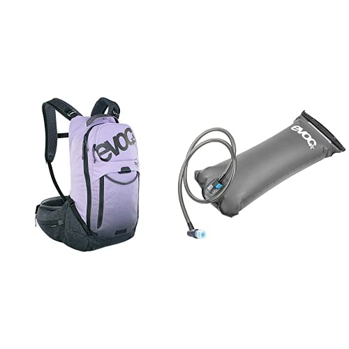 EVOC Unisex - Erwachsene Trail PRO Backpack HYDRATION BLADDER 3L Trinkblase für den Rucksack (16L, Größe: S/M, Rückenprotektor, individuelle Schultergurte), Mehrfarbig/Carbon Grau von EVOC