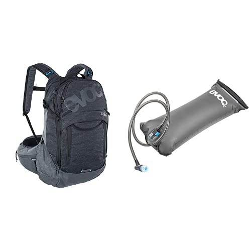 EVOC Unisex - Erwachsene Trail PRO Backpack HYDRATION BLADDER 3L Trinkblase für den Rucksack (26L, Größe: L/XL, Rückenprotektor, individuelle Schultergurte), Schwarz/Carbon Grau/Carbon Grau von EVOC