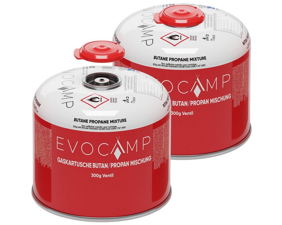 EVOCAMP Gaskartusche Propan Butan 300g, Schraubkartusche passend für Weber Q100/1200, 2 St. von EVOCAMP