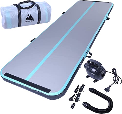 EVOLAND Turnmatte Aufblasbar, Tumbling Matte, Aufblasbare Matte Tumbling Track mit elektrischer Pumpe, Air Turnmatte für Gymnastik, Yoga, Taekwondo, Bodenturnen, Schwimmen, 300 * 100 * 10cm von EVOLAND