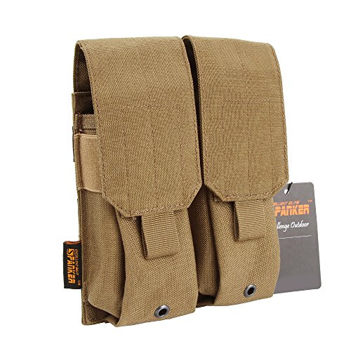 EXCELLENT ELITE SPANKER Taktischer Molle Einzel/Doppel/Dreifach Mag Pouch für M4 M14 M16 AR15 AR10 G36 Magazintasche Fasst 2 Magazine(Doppelt,Braun) von EXCELLENT ELITE SPANKER