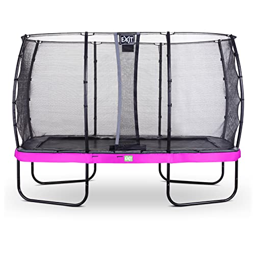 EXIT Toys Elegant Rechteckiges Trampolin - Mit Economy Sicherheitsnetz - Mit Fußschutzsystem - Rostfrei - Wasserbeständig - Einfache Montage - Trampolin Garten - 244x427cm - Lila von EXIT TOYS