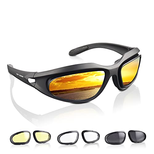 EXP VISION Polarisierte Motorradfahrbrille, Winddichte Fahrradbrille UV400 Outdoor Sports Sonnenbrille Wechselgläser für Laufen, Baseball Golf, Fahren, Angeln, Reiten, Mountainbike, Wandern von EXP VISION