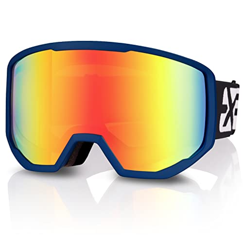 EXP VISION Skibrille für Damen und Herren, Snowboard Brille Schneebrille OTG 100% UV-Schutz Skibrille für brillenträger, Anti-Nebel Snowboard Brille Ski Goggles (Rot) von EXP VISION