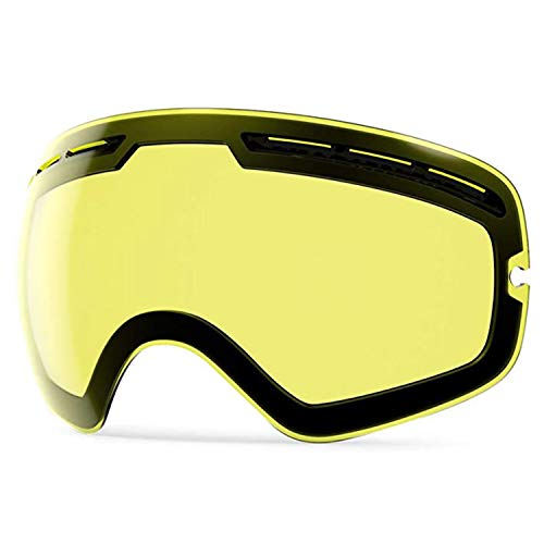 EXP VISION Snowboard Skibrille für Herren Damen Jugend, 100% UV400 Schutz Anti Beschlag über der Brille Winter Schneebrille mit sphärischer abnehmbarer Scheibe (Yellow) von EXP VISION