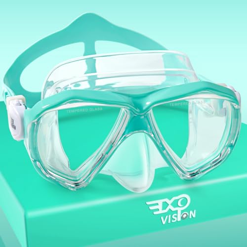 Kinder Taucherbrille, 180° Anti-Beschlag Kinder Schwimmmaske Gehärtetes Glas Schwimmbrille mit Nasenschutz Anti-Leck Tauchmaske für 4-15 Jungen Mädchen Jugend (Aqua) von EXP VISION