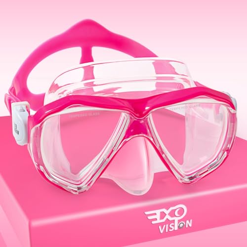 Kinder Taucherbrille, 180° Anti-Beschlag Kinder Schwimmmaske Gehärtetes Glas Schwimmbrille mit Nasenschutz Anti-Leck Tauchmaske für 4-15 Jungen Mädchen Jugend (Helles Rosa) von EXP VISION