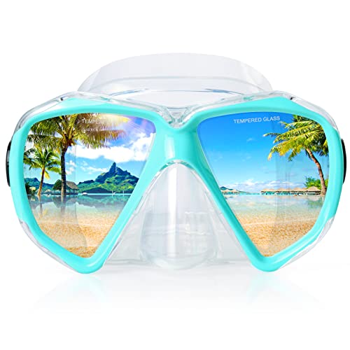 Taucherbrille für Erwachsene mit Anti-Nebel Schnorchelmaske, Schwimmmaske gehärtetem Glas und Nasenabdeckung zum Schnorcheln und Schwimmen (G Aqua) von EXP VISION