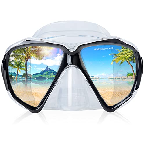 Taucherbrille für Erwachsene mit Anti-Nebel Schnorchelmaske, Schwimmmaske gehärtetem Glas und Nasenabdeckung zum Schnorcheln und Schwimmen (Klar Schwarz) von EXP VISION