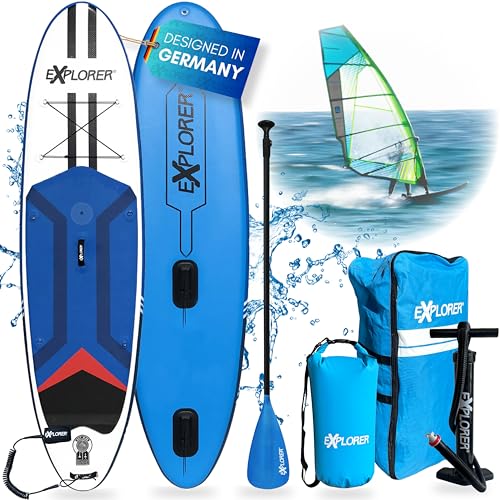 𝗘𝗫𝗣𝗟𝗢𝗥𝗘𝗥 Windsurf 10.6 SUP Fusion Stand Up Paddling Board bis 170kg Komplettset mit Alu-Paddel, Rucksack, Pumpe, Finne und Flickenset… von EXPLORER