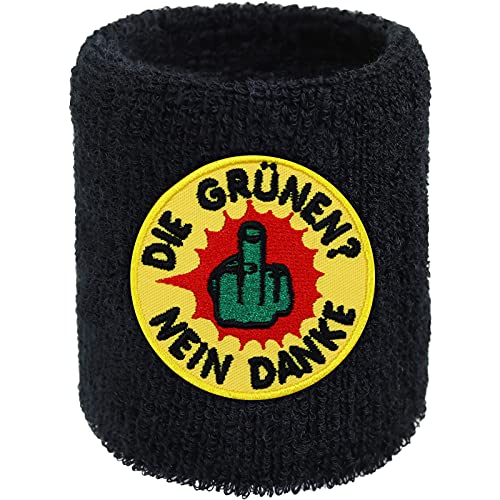 Die Grünen? Nein Danke Schweissband Designer Schweißband & absorbierendes Frottee | Extreme Sport Wristband Armband für Biker, Rocker Anti-Grün Statement von EXPRESS-STICKEREI