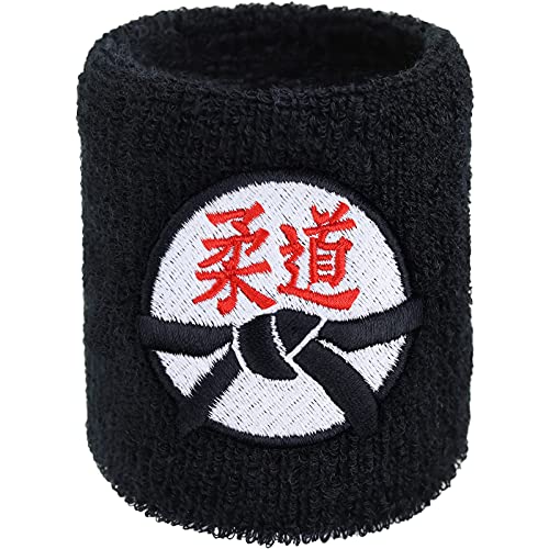 Kampfsport Schweissband Karate - Exclusive Ninja Stickerei Schweißband Martial Arts Bestickt & Absorbierendes Frottee | Fitness Wristband Geschenk Schweiß-Armband von EXPRESS-STICKEREI