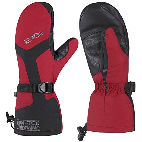 EXski Skihandschuhe Herren Damen Wasserdicht Warm Fausthandschuhe Damen Snowboardhandschuhe Fäustlinge Winter Handschuhe Red S von EXski