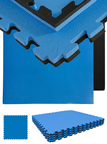 eyepower Extra-Dick: 2,5cm Fitnessmatte 3,2qm - 4er Set 90x90cm Bodenschutzmatte Fitness - Kraftstation Matte Gewichte Hantel Zubehör - Trampolin Matte Puzzlematten Outdoor Sturzmatte Kinder Outdoor von EYEPOWER