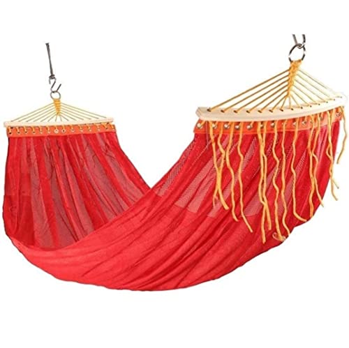 EYRMQWJPC Camping-Hängematte Tragbare Doppel-Mesh-Hängematte for Outdoor-Reisen, Mehrfarbig(Rosso) von EYRMQWJPC