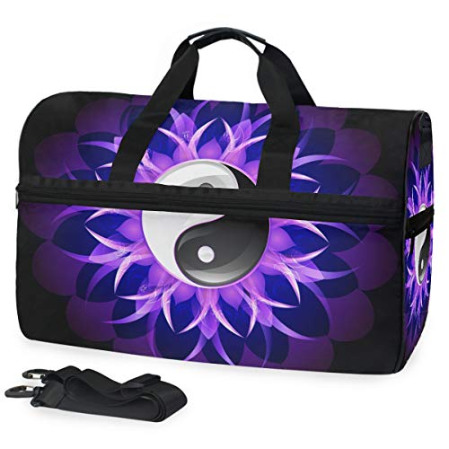 EZIOLY Lotus-Reisetasche mit Yin-Yang-Blumenmuster, Violett von EZIOLY