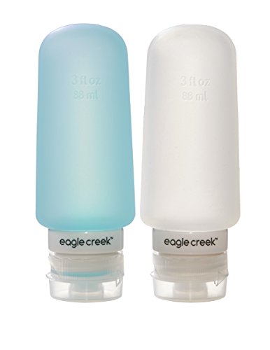 Eagle Creek Reiseflaschen Silicone Bottles 3 Oz Aufbewahrung von Flüssigem auf der Reise, clear/aqua, 13 cm von Eagle Creek
