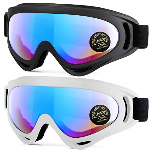 EasYoung 2er-Pack Skibrille, kompatible Snowboardbrille für Kinder, Jugendliche, Jungen, Mädchen, Herren und Damen, Motorradbrille, Windschutzbrille von EasYoung