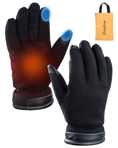 EaseZone Handschuhe Winter Wasserdicht Herren Fahrradhandschuhe Winddicht Fahrrad Handschuhe Touchscreen Damen Thermohandschuhe Skihandschuhe Laufhandschuhe Schwarz mit Aufbewahrungstasche (L) von EaseZone