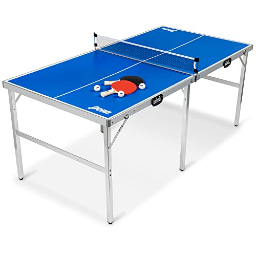 Penn Platzsparender Tischtennis-Tisch – komplett montiert, 1,8 m x 9,1 m, für drinnen und draußen, tragbarer Tisch mit Netz, 2 Ping-Pong-Paddeln und 4 Bällen, 10 Minuten aufgebaut von EastPoint Sports