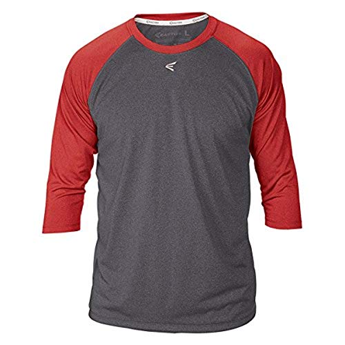 Easton Herren 3/4 Raglan-T-Shirt mit Rundhalsausschnitt Gr. XL, Charcoal/Rot von Easton