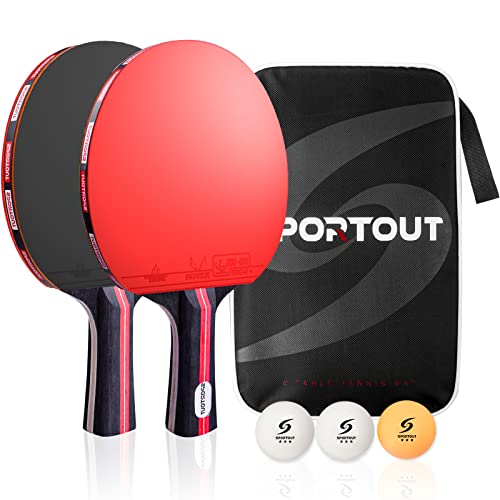 Tischtennisschläger, Tischtennis Set, 2 Tischtennis-Schläger und 3 Tischtennis-Bälle(Logo von Sportout) (Beginner Play) von Sportout