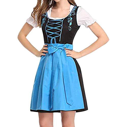 Eauptffy Dirndl-Komplettsets Für Damen Trachtenkleid Rockabilly Abschlussballkleid Oktoberfest Vintage Kleid Kurzarm Bierkleid Bühnenkleid Weißes Langes Kleid Damen Kleider Damen Festlich Elegant von Eauptffy