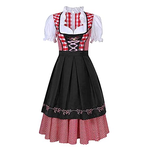 Eauptffy Dirndl-Komplettsets Für Damen Trachtenkleid Rockabilly Abschlussballkleid Oktoberfest Vintage Kleid Kurzarm Bierkleid Bühnenkleid Weißes Langes Kleid Damen Kleider Damen Festlich Elegant von Eauptffy