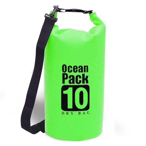 Eayson Wasserdichte Trockentasche – ultimative Campingausrüstung für Kajakfahren, Rafting, Bootfahren, Wandern, Angeln und Strandtasche (grün) (10 Liter) von Eayson