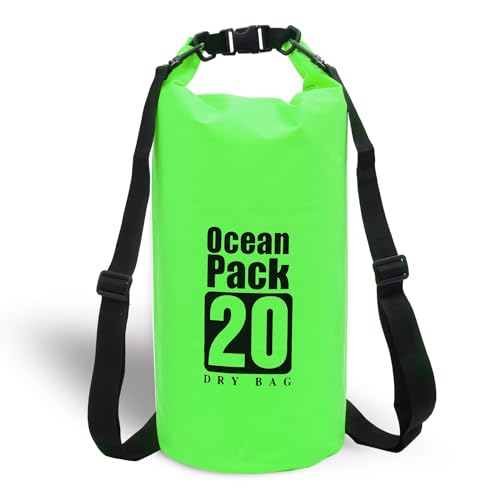 Eayson Wasserdichte Trockentasche – ultimative Campingausrüstung für Kajakfahren, Rafting, Bootfahren, Wandern, Angeln und Strandtasche (grün) (20 Liter) von Eayson