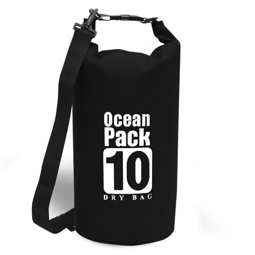 Eayson Wasserdichte Trockentasche – vielseitige Campingausrüstung für Strand, Angeln, Reisen (schwarz) (10 Liter) von Eayson