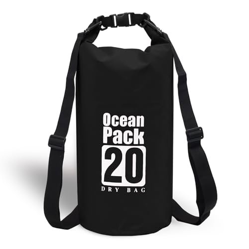 Eayson Wasserdichte Trockentasche – vielseitige Campingausrüstung für Strand, Angeln, Reisen (schwarz) (20 Liter) von Eayson