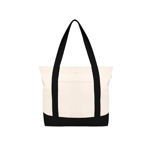 Ecoright Canvas Tote Bag for Women with Zip & Inner Pocket, 100% Organic Cotton Tote Bags for Men, Shopping, Beach von Eco Right