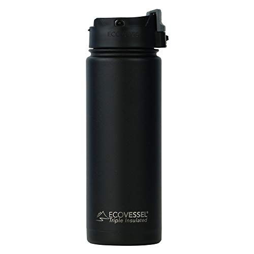 EcoVessel Unisex-Adult Perk Trinkflasche, Schwarzer Schatten, 600ml von EcoVessel