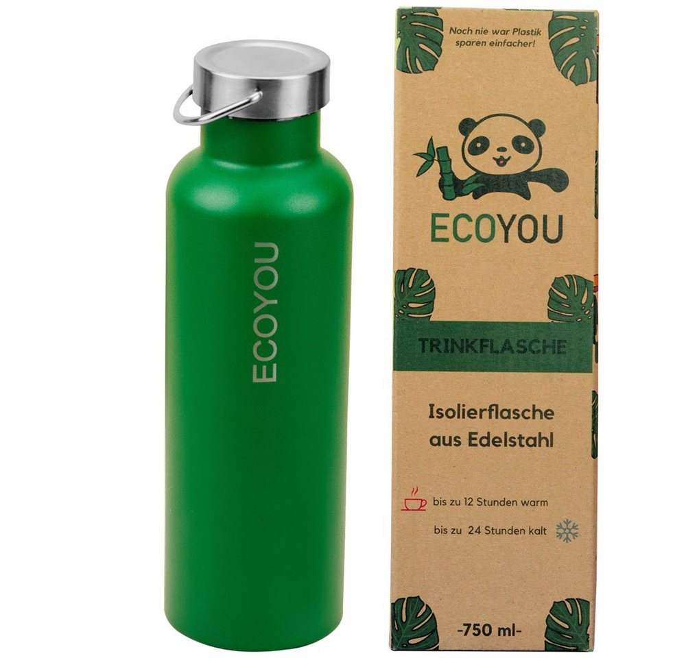 EcoYou Trinkflasche Edelstahl Trinkflasche grün ml, Grün, Stk von EcoYou